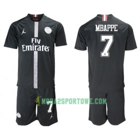 Koszulka Paris Saint-Germain Mbappe 7 Jodan Czarny Dziecięcy Trzeci Stroje Piłkarskie 2018/19 Krótki Rękaw